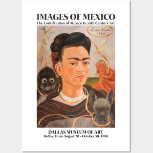 Frida Kahlo Exhibition Art Poster - "Self-Portrait with Monkey" 1988 Posters and Art